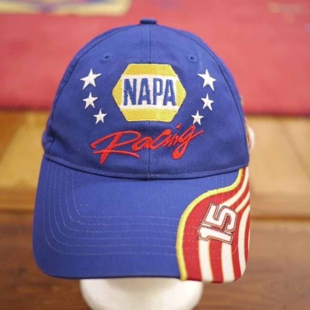 Authentic Nascar NAPA RACING #15 Blue Red Yellow 100% Cotton Adjustable Cap Hat